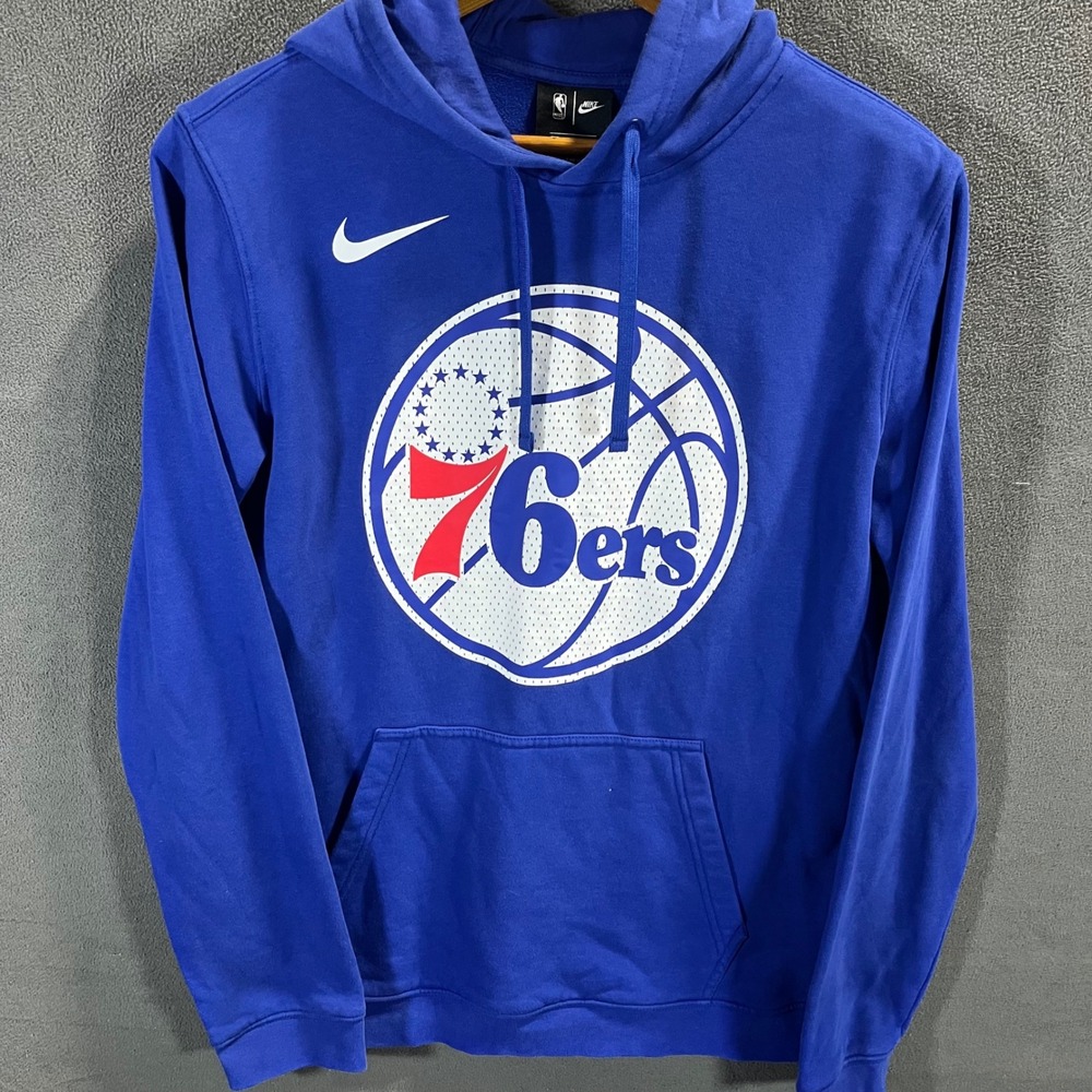 Nike NBA Philadelphia 76ers Hoodie Mens Medium Blue Fleece Pullover Sweatshirt